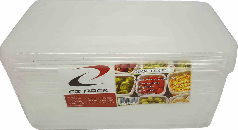 EZ Pack Food Keeper Microwaveable KR-1600ML Rectangle